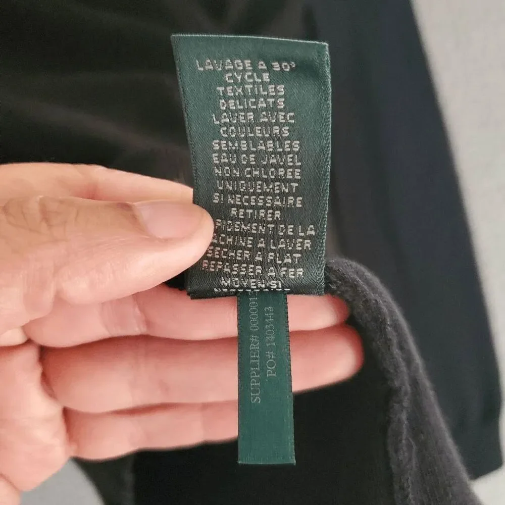 Lauren Ralph Lauren Women's Cotton Long Sleeve Gold Zipper Accents Sweater L - Picture 5 of 7